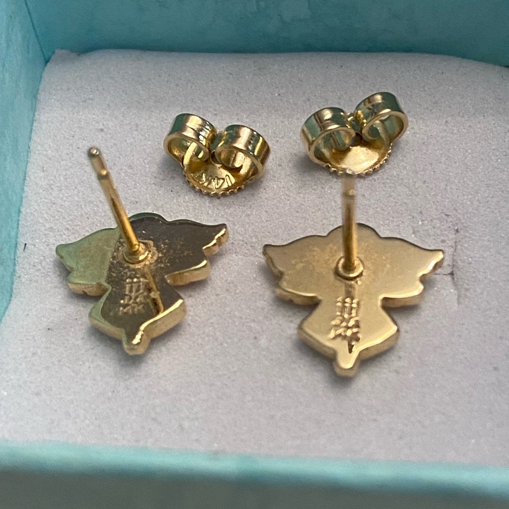 Retired James Avery 14k solid yellow gold Angel earrings - Picture 3 of 5